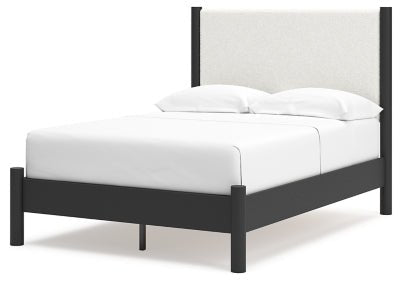 Cadmori Full Upholstered Panel Bed - Black Upholstered Bed modern furniture Contempo Furniture