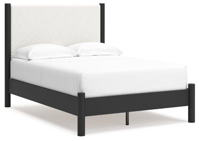 Cadmori Full Upholstered Panel Bed - Black Upholstered Bed modern furniture Contempo Furniture