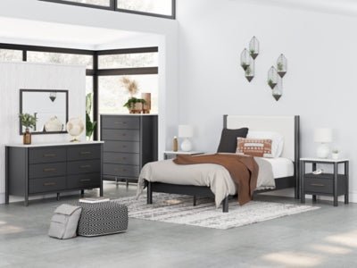 Cadmori Full Upholstered Panel Bed - Black Upholstered Bed modern furniture Contempo Furniture