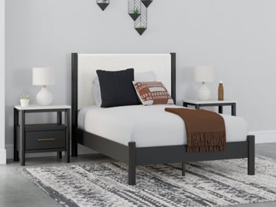Cadmori Full Upholstered Panel Bed - Black Upholstered Bed modern furniture Contempo Furniture