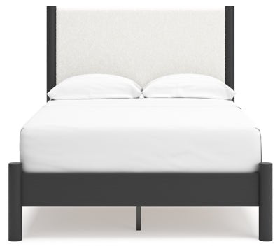 Cadmori Full Upholstered Panel Bed - Black Upholstered Bed modern furniture Contempo Furniture