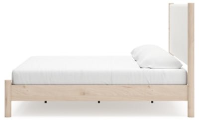 Cadmori King Upholstered Panel Bed - Beige Upholstered Bed modern furniture Contempo Furniture