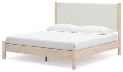 Cadmori King Upholstered Panel Bed - Beige Upholstered Bed modern furniture Contempo Furniture