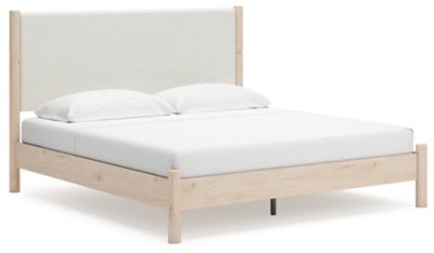 Cadmori King Upholstered Panel Bed - Beige | Ashley Furniture