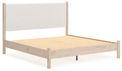 Cadmori King Upholstered Panel Bed - Beige Upholstered Bed modern furniture Contempo Furniture