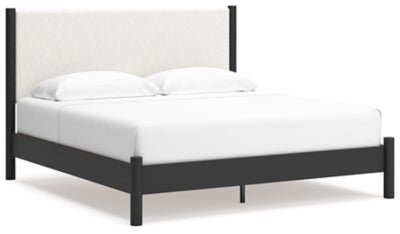 Cadmori King Upholstered Panel Bed - Black | Ashley Furniture