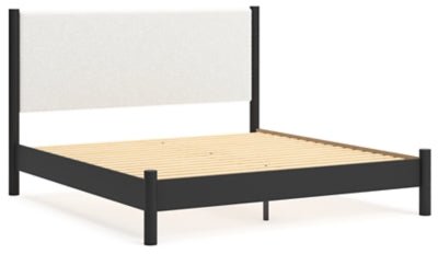 Cadmori King Upholstered Panel Bed - Black Upholstered Bed modern furniture Contempo Furniture