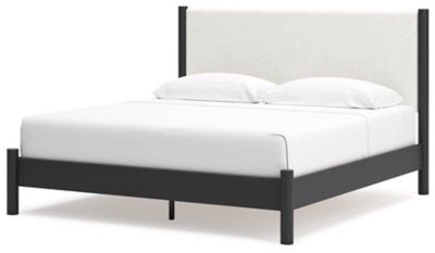Cadmori King Upholstered Panel Bed - Black Upholstered Bed modern furniture Contempo Furniture