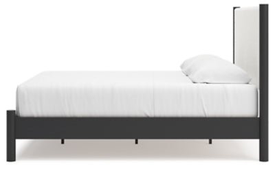 Cadmori King Upholstered Panel Bed - Black Upholstered Bed modern furniture Contempo Furniture