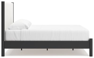 Cadmori King Upholstered Panel Bed - Black Upholstered Bed modern furniture Contempo Furniture