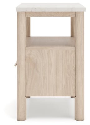 Cadmori Nightstand - Beige Nightstand w/ Charging Station modern furniture Contempo Furniture