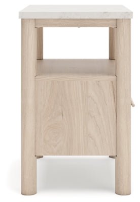 Cadmori Nightstand - Beige Nightstand w/ Charging Station modern furniture Contempo Furniture