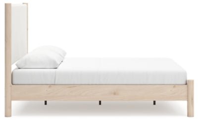 Cadmori Queen Upholstered Panel Bed - Beige Upholstered Bed modern furniture Contempo Furniture
