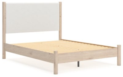 Cadmori Queen Upholstered Panel Bed - Beige Upholstered Bed modern furniture Contempo Furniture