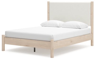 Cadmori Queen Upholstered Panel Bed - Beige Upholstered Bed modern furniture Contempo Furniture
