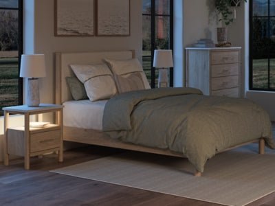 Cadmori Queen Upholstered Panel Bed - Beige Upholstered Bed modern furniture Contempo Furniture