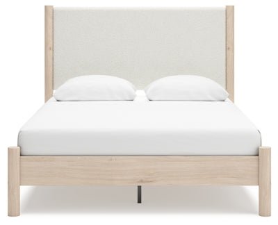 Cadmori Queen Upholstered Panel Bed - Beige Upholstered Bed modern furniture Contempo Furniture