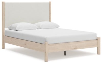 Cadmori Queen Upholstered Panel Bed - Beige Upholstered Bed modern furniture Contempo Furniture