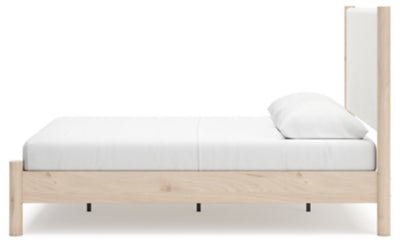 Cadmori Queen Upholstered Panel Bed - Beige Upholstered Bed modern furniture Contempo Furniture