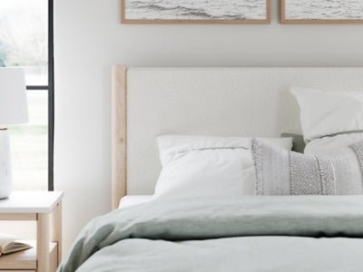 Cadmori Queen Upholstered Panel Bed - Beige Upholstered Bed modern furniture Contempo Furniture