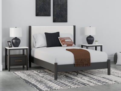 Cadmori Queen Upholstered Panel Bed - Black Upholstered Bed modern furniture Contempo Furniture
