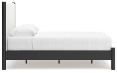 Cadmori Queen Upholstered Panel Bed - Black Upholstered Bed modern furniture Contempo Furniture
