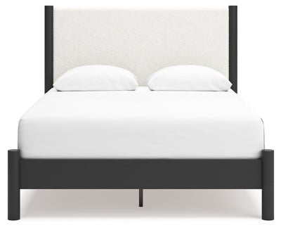 Cadmori Queen Upholstered Panel Bed - Black Upholstered Bed modern furniture Contempo Furniture
