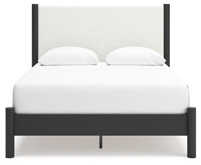 Cadmori Queen Upholstered Panel Bed - Black Upholstered Bed modern furniture Contempo Furniture
