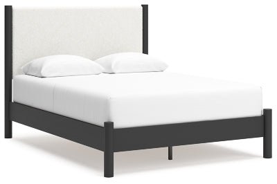 Cadmori Queen Upholstered Panel Bed - Black Upholstered Bed modern furniture Contempo Furniture