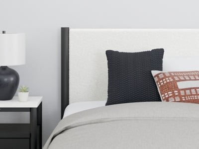 Cadmori Queen Upholstered Panel Bed - Black Upholstered Bed modern furniture Contempo Furniture