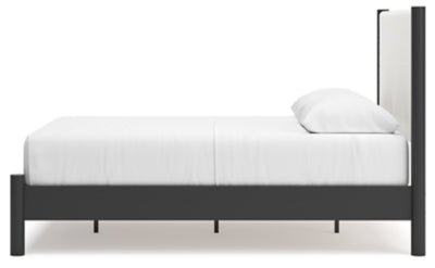 Cadmori Queen Upholstered Panel Bed - Black Upholstered Bed modern furniture Contempo Furniture