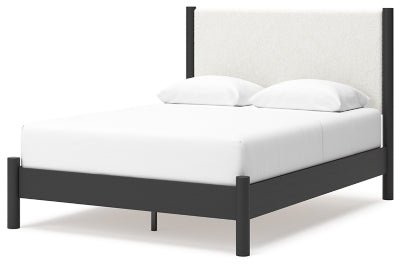 Cadmori Queen Upholstered Panel Bed - Black Upholstered Bed modern furniture Contempo Furniture