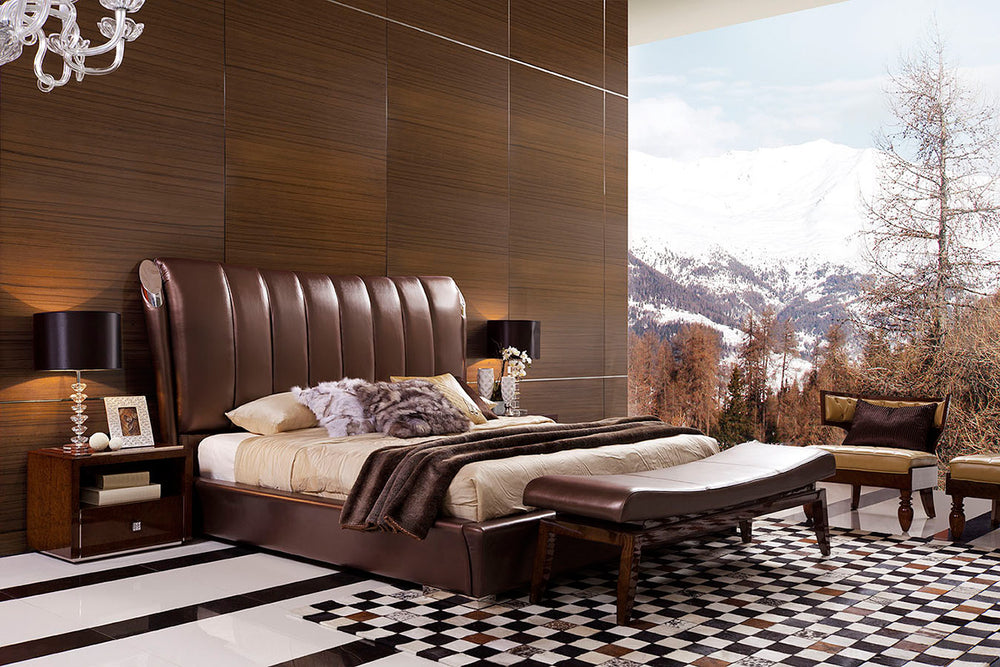 Queen Temptation Caesar Italian Classical Design Leather Platform King Bed