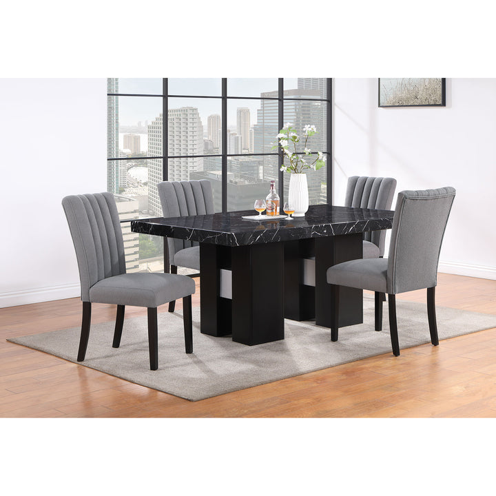 Jhoanna 5-Piece Dining Set with Gray Chair