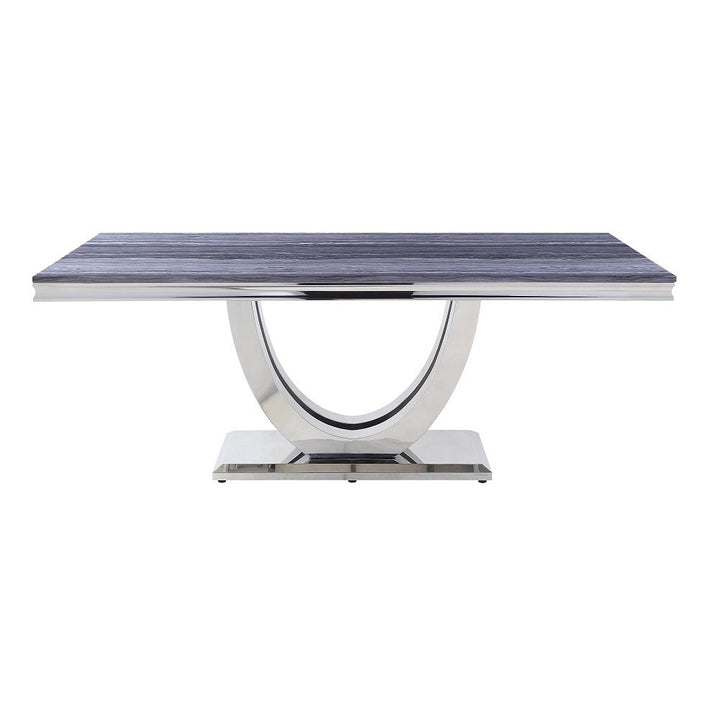 Cambrie - Dining Table With Engineered Stone Top - Engineered Stone Top & Mirrored Silver