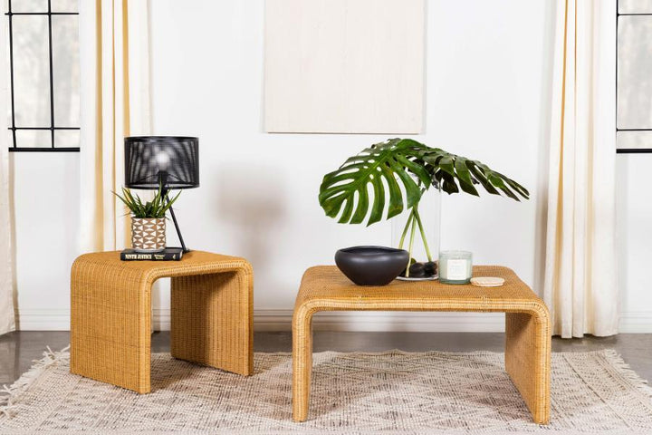 Cahya - Square Woven Rattan Coffee Table - Natural Coffee Table modern furniture Contempo Furniture