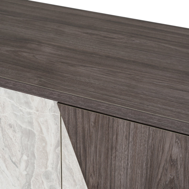 Cairo - Modern Grey Elm and White/Grey Marble Pattern Buffet