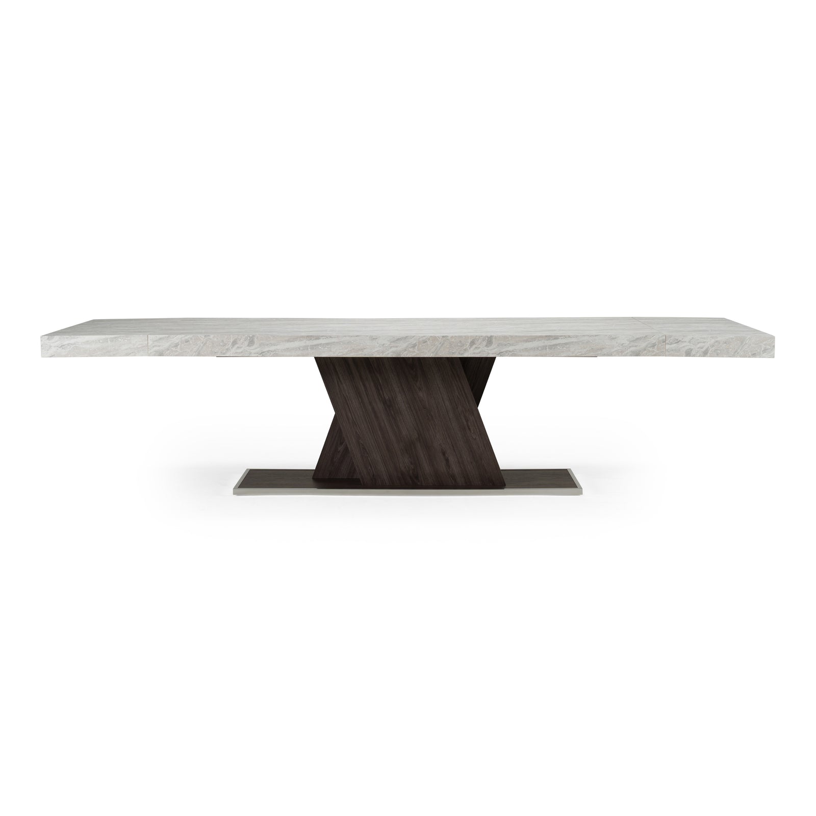 Cairo - Italian Modern Faux Marble  and  Pecan Elm Extendable Dining Table