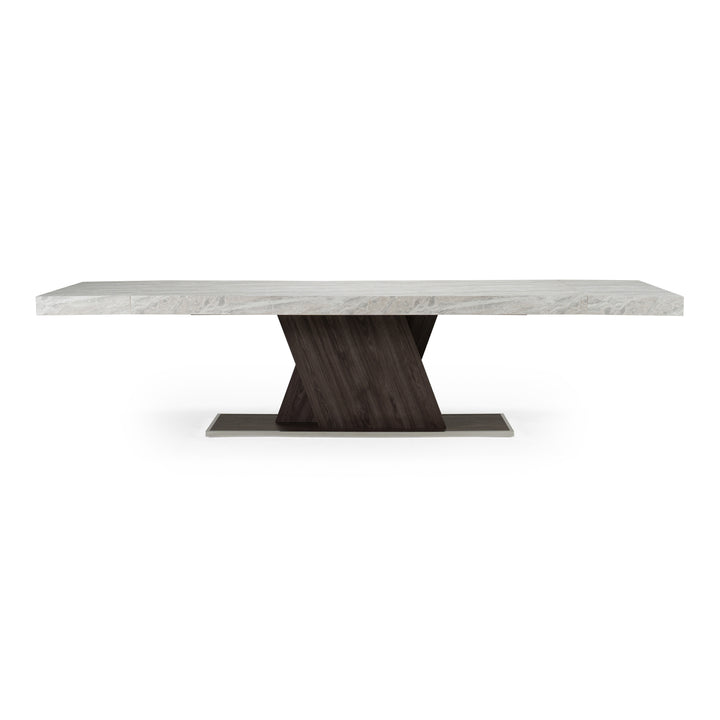 Cairo - Italian Modern Faux Marble &amp; Pecan Elm Extendable Dining Table