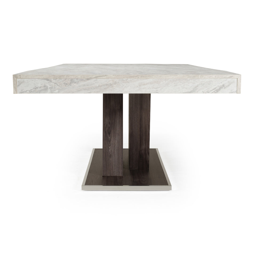 Cairo - Italian Modern Faux Marble & Pecan Elm Extendable Dining Table