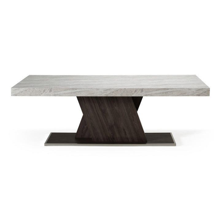 Cairo - Italian Modern Faux Marble &amp; Pecan Elm Extendable Dining Table