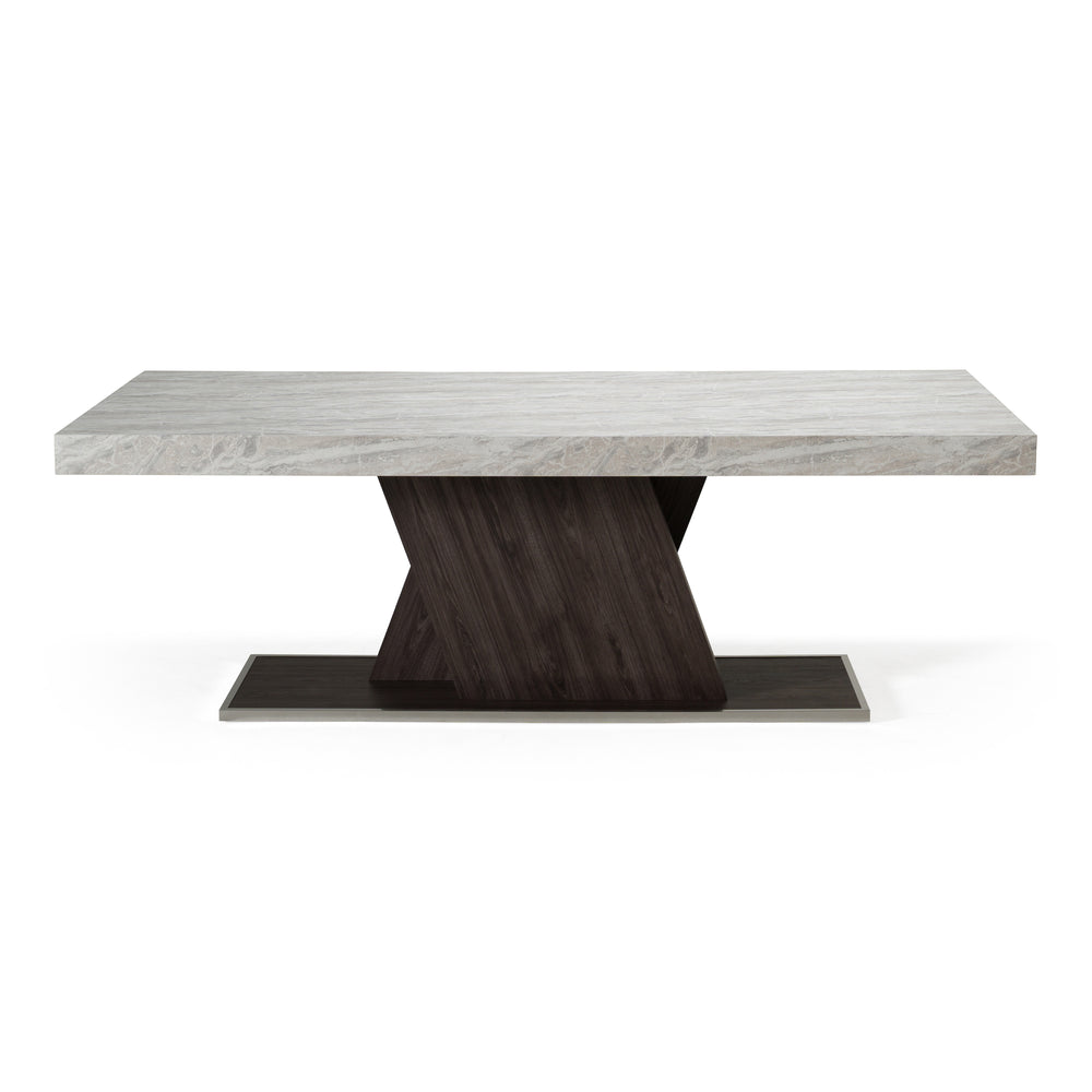 Cairo - Italian Modern Faux Marble & Pecan Elm Extendable Dining Table - View 9