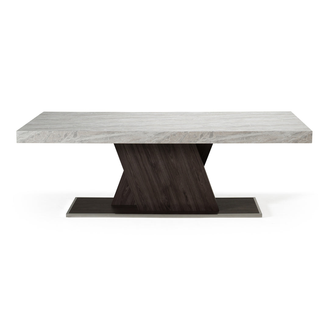Cairo - Italian Modern Faux Marble & Pecan Elm Extendable Dining Table