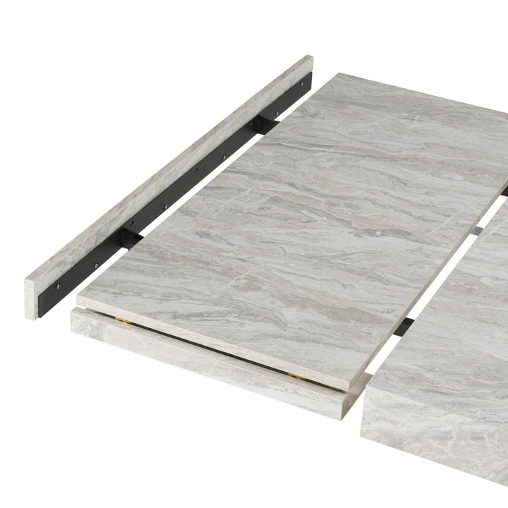 Cairo - Italian Modern Faux Marble &amp; Pecan Elm Extendable Dining Table