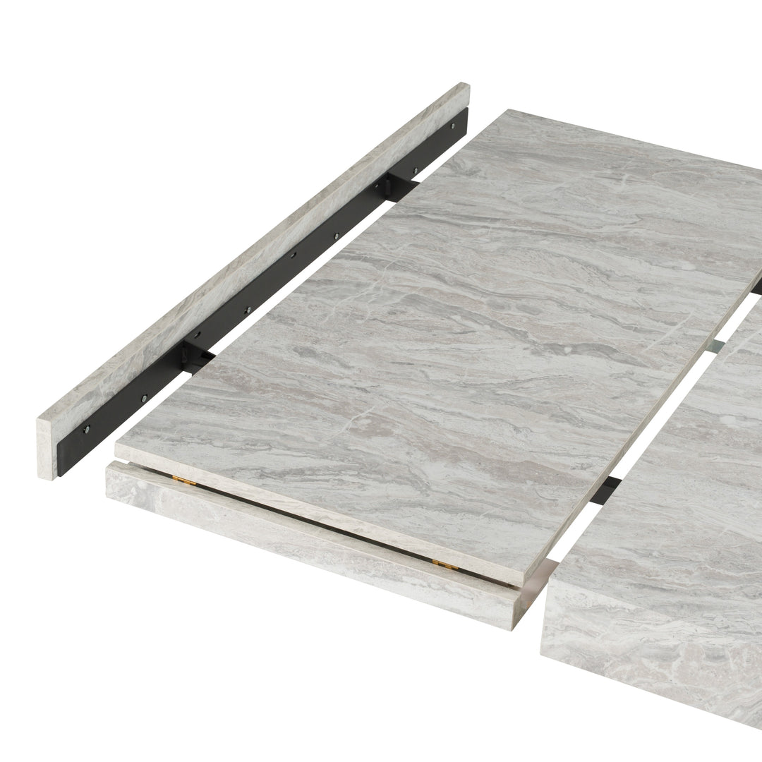 Cairo - Italian Modern Faux Marble & Pecan Elm Extendable Dining Table