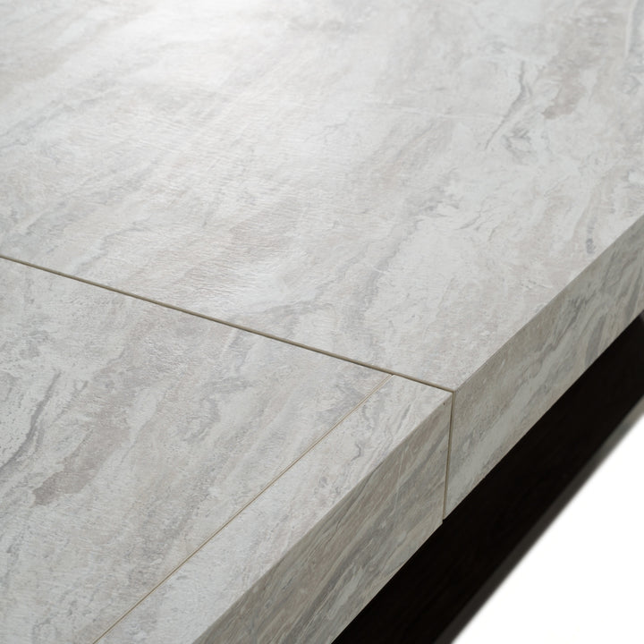 Cairo - Italian Modern Faux Marble &amp; Pecan Elm Extendable Dining Table