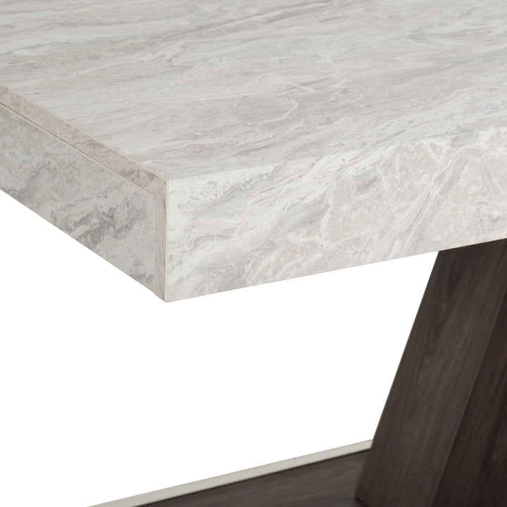 Cairo - Italian Modern Faux Marble &amp; Pecan Elm Extendable Dining Table