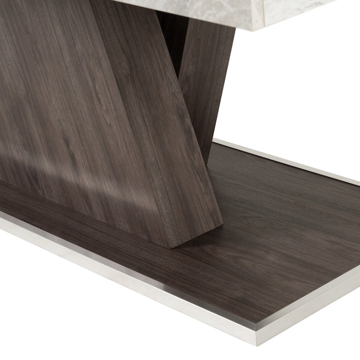 Cairo - Italian Modern Faux Marble &amp; Pecan Elm Extendable Dining Table