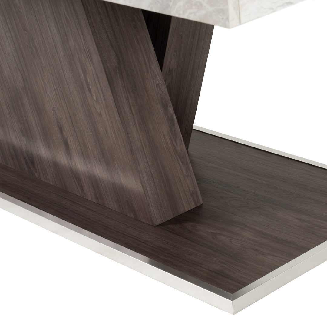 Cairo - Italian Modern Faux Marble & Pecan Elm Extendable Dining Table