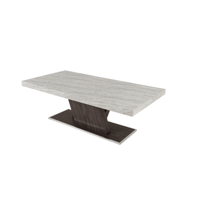 Cairo - Italian Modern Faux Marble &amp; Pecan Elm Extendable Dining Table